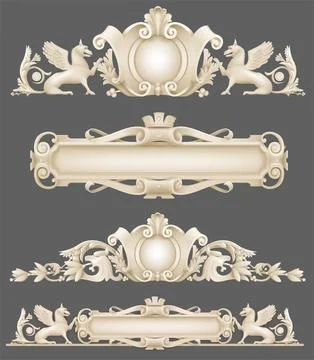 Classic architectural facade old decor Stock Illustration
