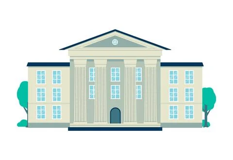 Classic architecture building with columns flat vector illustration isolated. Ilustración de archivo