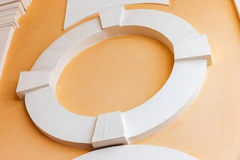 Classic architecture details, round empty white frame Stock-Fotos
