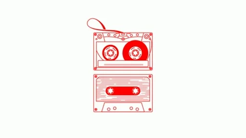 Classic Audio Cassette Vector Animation Stock Footage 325562924