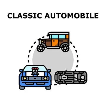Classic automobile evolution and vehicle engineering concept イラスト素材