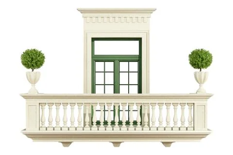 Classic balcony balustrade with window Stock Illustration