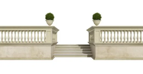 Classic balustrade on white Stock Illustration