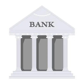 Classic Bank Building Facade with Three Large Arched Windows and Columns Stock Illustration