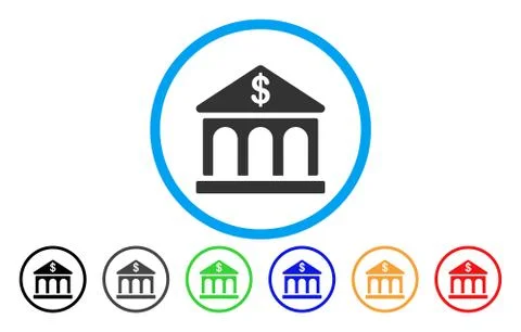 Classic Bank Building Rounded Vector Icon Ilustración de archivo