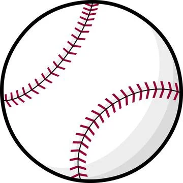 Classic Baseball Ball Icon with Red Stitching Stock Illustration