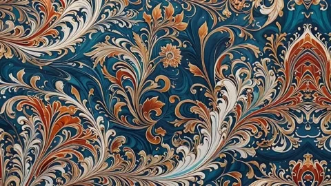 Classic batik pattern with gold touch Stock Footage 309799434