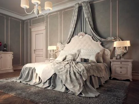 Classic bedroom interior Stock Illustration