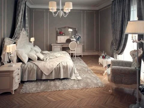 Classic bedroom interior Stock Illustration