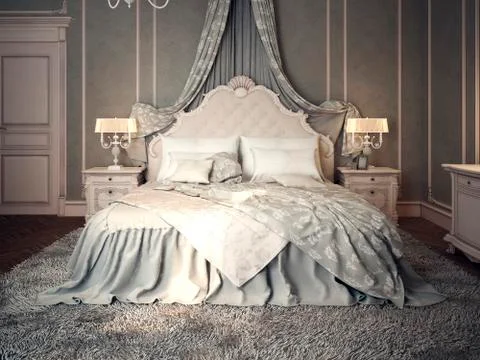Classic bedroom interior Stock Illustration