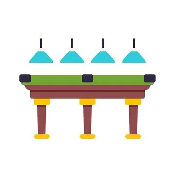 Classic billiards table with overhead lights illustration Stock Illustration