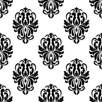 Classic black and white damask seamless pattern Stock Illustration