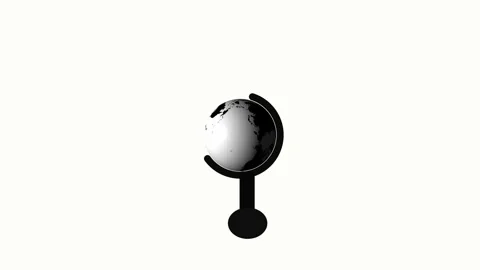 A classic black and white globe on stand against plain background. Black an.. Vídeo Stock 337567469