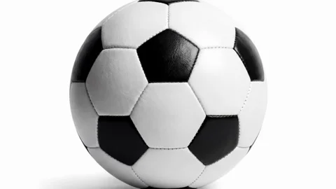 A classic black and white leather soccer ball isolated on a pure white Stock Footage 333093740