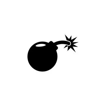 Classic black bomb vector icon with a lit fuse Stock Illustration