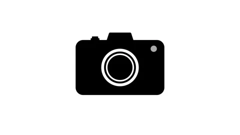 Classic black camera silhouette animation with elegant minimalist design on.. Video stock 336657766