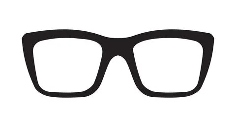 Classic Black Eyeglasses Frame Vector Silhouette Icon Stock Illustration