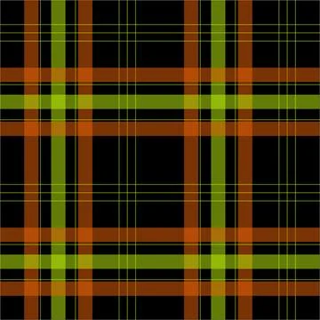 Classic Black Tartan Plaid Pattern with Olive Background イラスト素材
