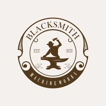 Classic Blacksmith background and badge Illustration Illustrazione stock