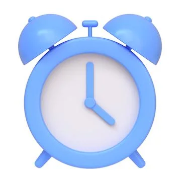 Classic blue alarm clock isolated on a white background Stock Illustration