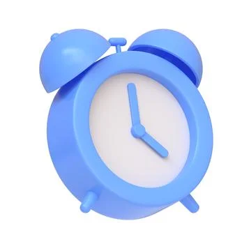 Classic blue alarm clock isolated on a white background Stock Illustration