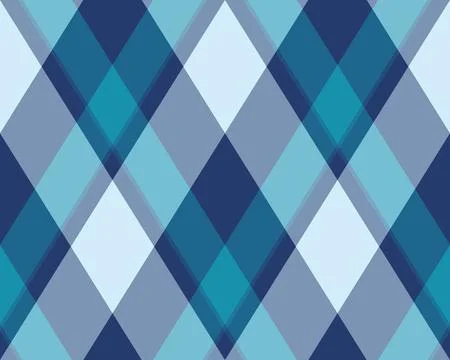 A classic blue argyle pattern featuring overlapping diamond shapes in varied  Stock Illustration