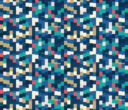 Classic Blue Close Up Mini Pixel Grid MosaicTexture Background. Dark Abstract Stock Illustration