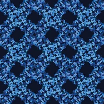 Classic Blue Close Up Woven Texture Background. Dark Abstract Interlocking Pixel Stock Illustration