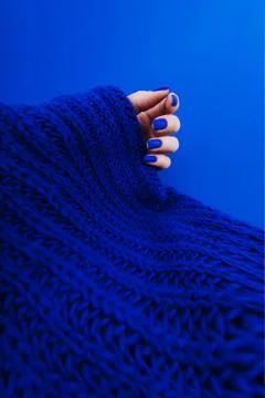 Classic blue manicure. The trend of the year. Color 2020. Stock Photos