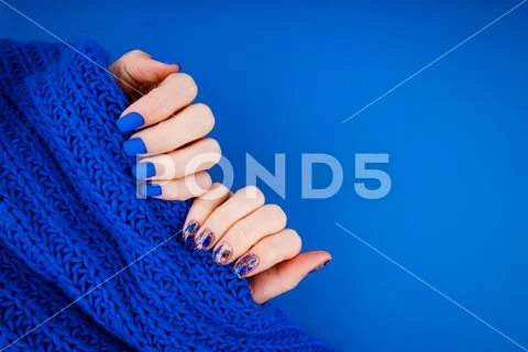 Classic Blue Manicure. The Trend Of The Year. Color 2020.