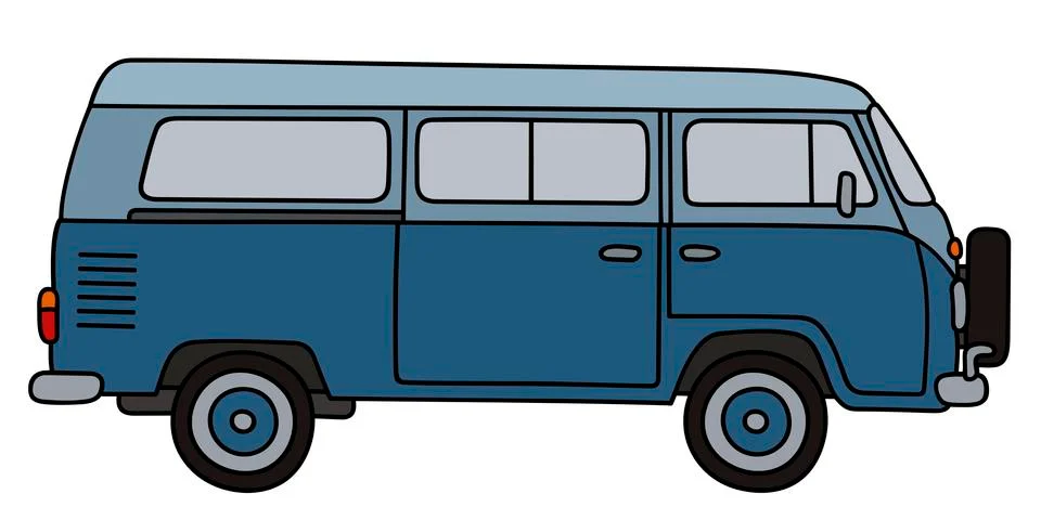 Classic blue minivan Stock Illustration