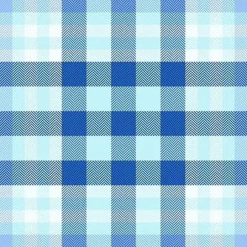 Classic blue plaid pattern with a modern herringbone weave. Timeless textile  Stock Illustration