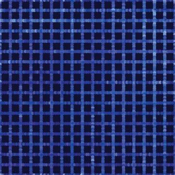 Classic blue spliced vector criss cross grid texture. Variegated mottled dotted Stock Illustration