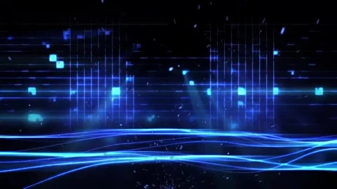 Classic Blue Strings Floating Particles Blue Rays Animation Background Stock-Footage 277334700