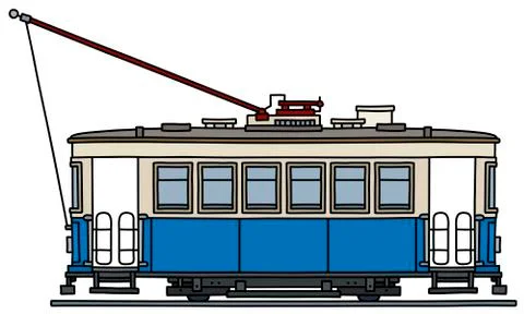 The classic blue tramway Stock Illustration