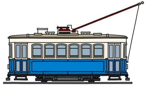 The classic blue tramway Stock Illustration