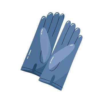 Classic blue winter gloves pair five fingers vector elegant warm cold weather Ilustração Stock