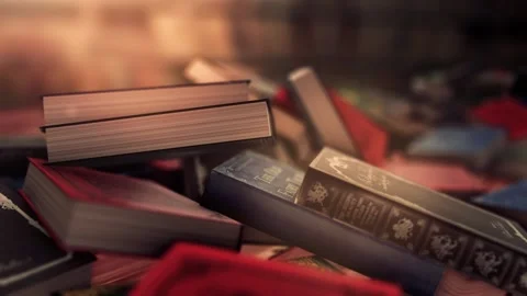 Classic Books On A Table Video stock 165619117