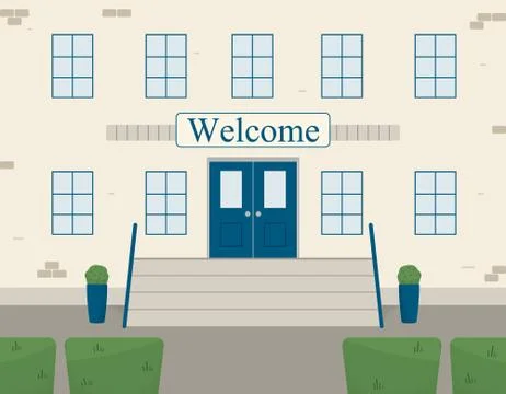 Classic brick facade of the school building or public institution Stock Illustration