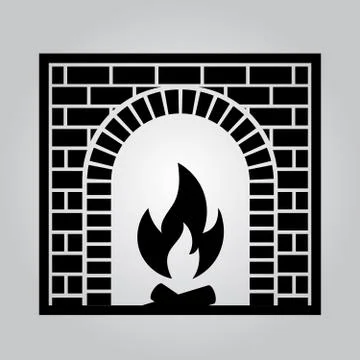 Classic brick fireplace Stock Illustration