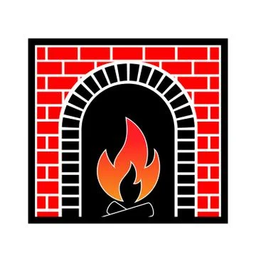 Classic brick fireplace Stock Illustration