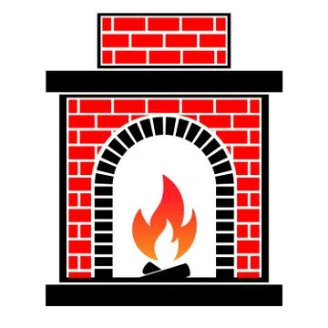 Classic brick fireplace Stock Illustration