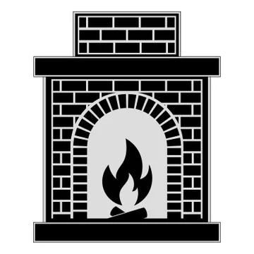 Classic brick fireplace Stock Illustration