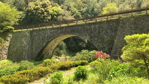 Classic bridge in sanmi area built at taisho era Stock Footage 107786654