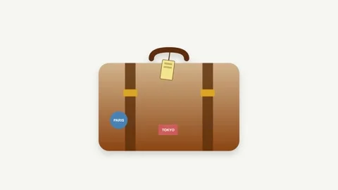 Classic Brown Gradient Suitcase Icon with Swinging Luggage Tag and Animated.. Видео 346006854