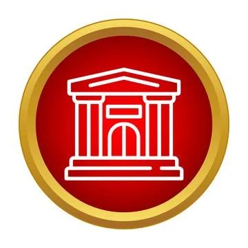 Classic building architecture line icon in red button Ilustración de archivo