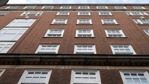 Classic Building Facade with Windows (Panning Up) Video stock 90957735