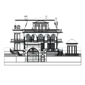 Classic building wireframe Ilustración de archivo
