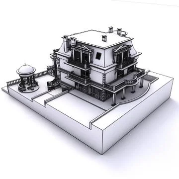 Classic building wireframe Ilustración de archivo