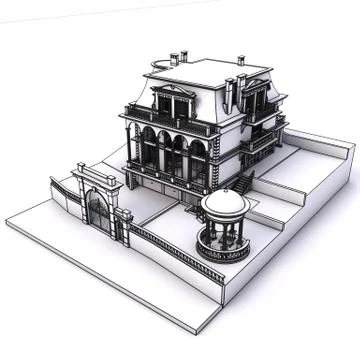 Classic building wireframe Ilustración de archivo